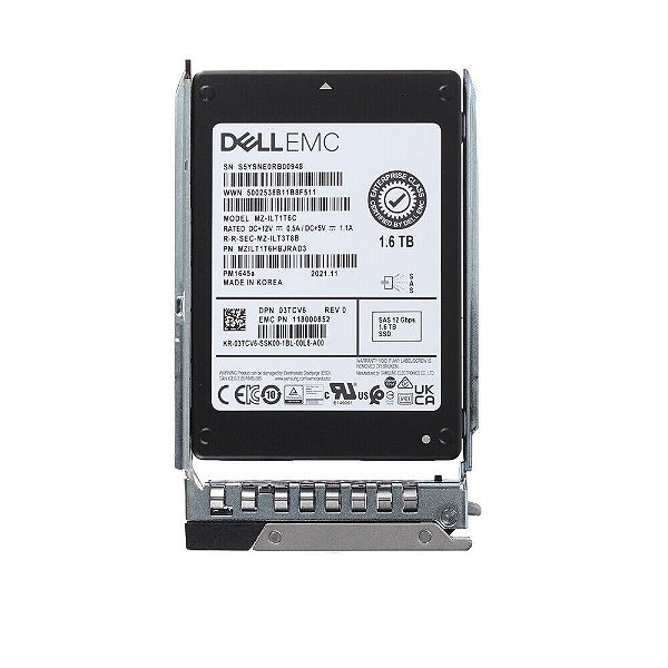 Kit SSD Dell EMC Enterprise Plus 03TCV6: SAS, 1,6TB + Gaveta