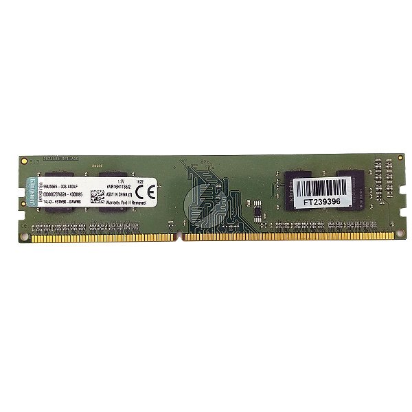 Memória RAM Kingston KVR16N11S6/2 Chip Kingston: DDR3, 2GB, 1Rx16, 1600, UDIMM