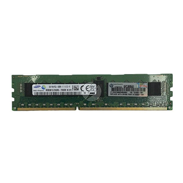 Memória RAM Samsung M393B1G70QH0-YK0 731656-081 735302-001: DDR3L, 8GB, 1Rx4, 1600R, RDIMM