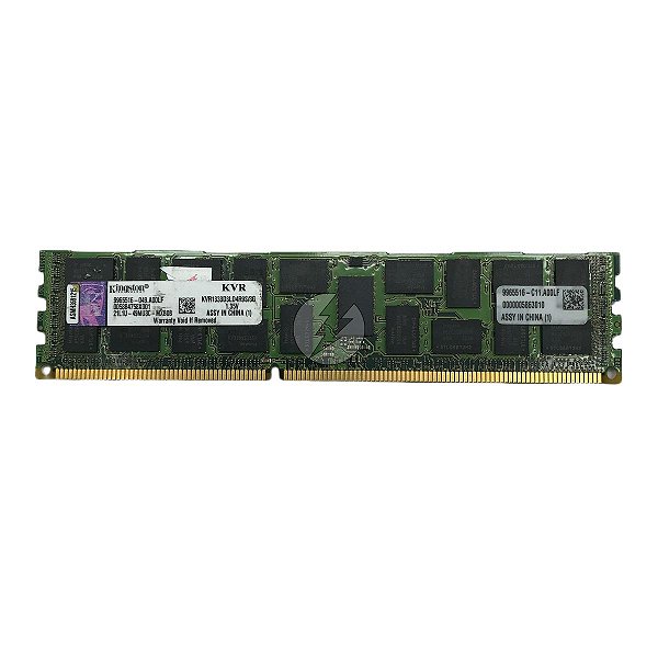 Memória RAM Kingston KVR1333D3LD4R9S/8G Chip hynix: DDR3L, 8GB, 2Rx4, 1333MHz, 10600R, RDIMM