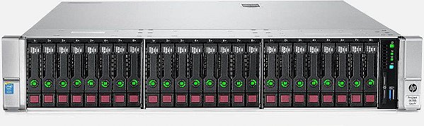 Servidor HP DL380 G9: 26B, 2 Xeon 12 Core, 128Gb, 2x HD SAS 300GB + Placa 2x SFP+ 10Gb, par Trilhos