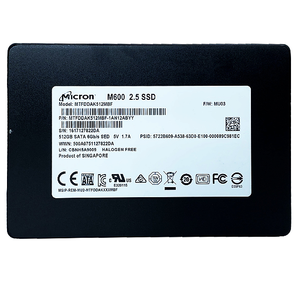 SSD Servidor 512Gb Sata 3 M600 2.5" Enterprise MTFDDAK512MBF
