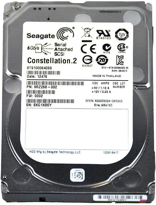 Hd Sas Seagate 1tb 2.5 7.2k Constellation.2 St91000640ss