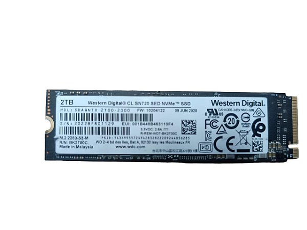 SSD 2 Tera, Wd Black Sn720 Nvme M.2 2280 - SKU 25599