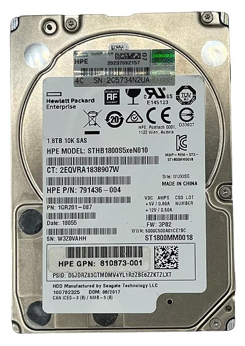 HD Hp 1.8 Tera Sas 12 Gbps, 840460-001 3Par StoreServ 8000 Enterprise