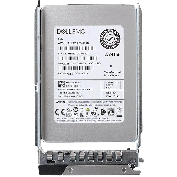 Ssd Dell 3.84TB Sata 6gb 2.5 03gdk0 3gdk0 c/ Gaveta Hot Plug