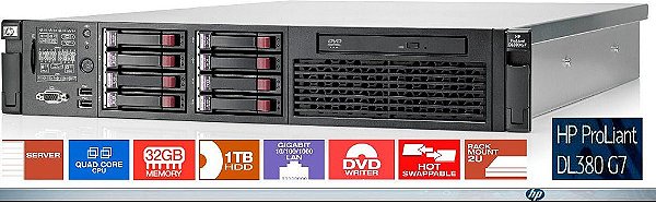 Servidor HP ProLiant DL380 G6: 2x Xeon, DDR2 32GB, 8x HD SAS 146GB