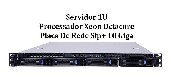 Kit Servidor Chenbro RM13704: 2x Xeon 8 core, DDR3 16GB, 2x HD SATA 1TB + 1x Placa 4x RJ45 1Gb