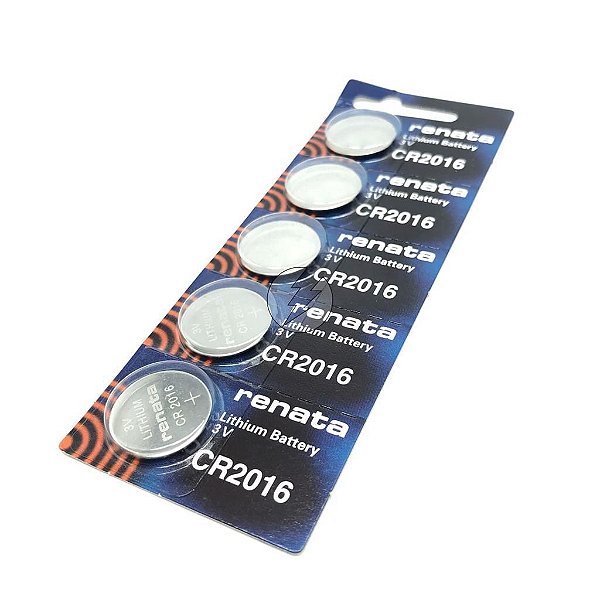 Kit 5 unidades Bateria de Lithium Renata CR2016: 3V
