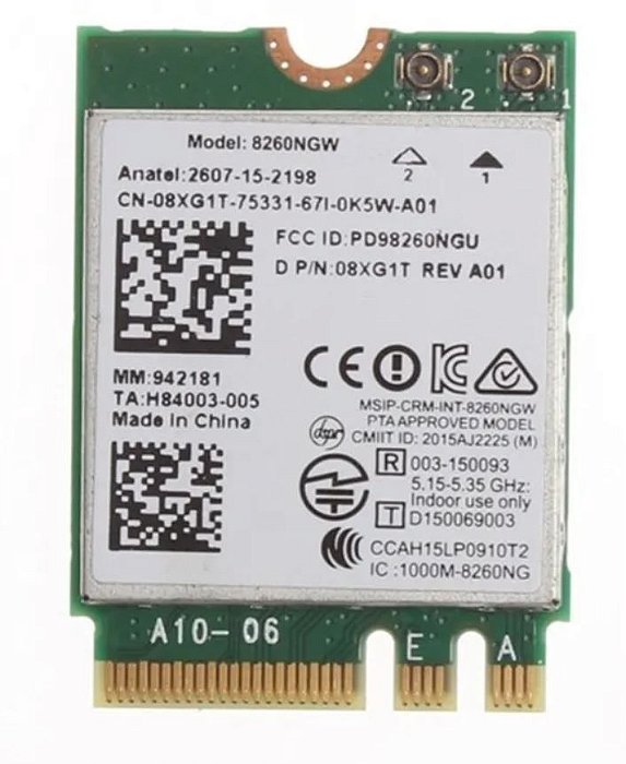 Placa Intel Wireless Bluetooth Notebook 8260ngw, 867Mbps