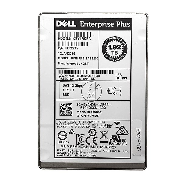 HD SSD Sas Dell 1.92 TB 12 Gbps 2.5" HUSMR1619ASS200 Y2M2R