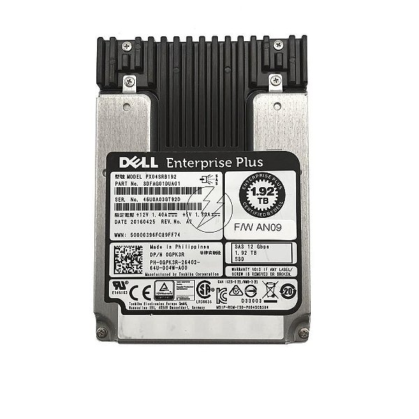 HD SSD Sas Dell 1.92 TB 12 Gbps 2.5" PX04SRB192 0GPK3R Y4TH9