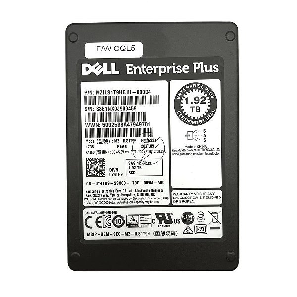 HD SSD Sas Dell 1.92 TB 12 Gbps 2.5" MZILS1T9B Y4TH9 0GPK3R