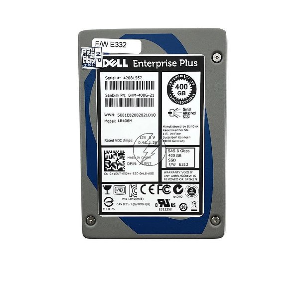 HD SSD Dell 400GB, 2.5", SAS, 6Gbps LB406M 6HM-400G-21 X10NT