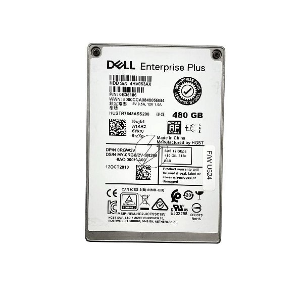 HD SSD 480GB, 2,5" Dell Enterprise Plus, SAS, 12 Gbps: 4HV063AX 0RGW2V