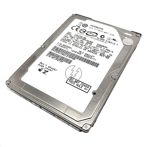 HD 80GB para Notebook 2,5" SATA 5,4K Hitachi: HTE542580K9A300 0A55261