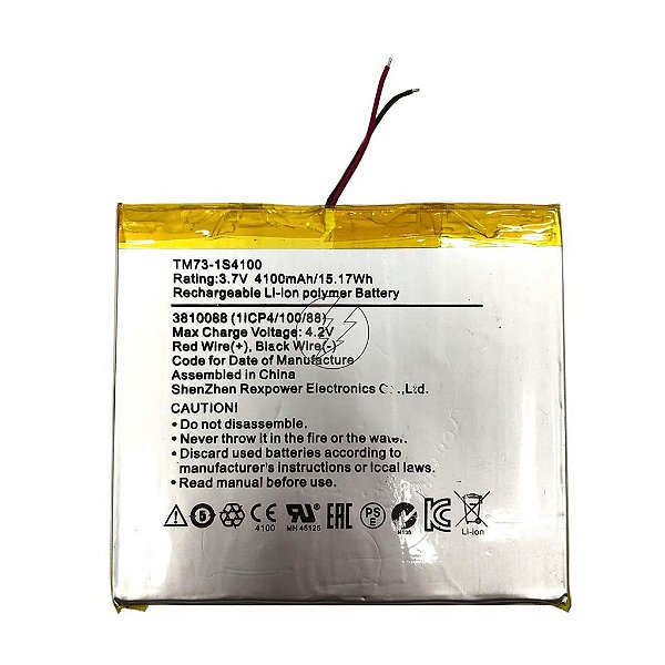 Bateria para Tablet Lnv Lm1107, TM73-1S4100 3810088: 3.7V, 15.17Wh, 4100