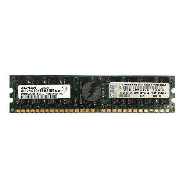 Memória RAM Elpida EBE41AE4AFFA-6E-E 43X5028 41Y2851: DDR2, 4GB, 2Rx4, 667P, RDIMM