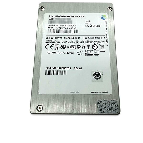SSD SAS 200GB 2,5" Samsung: MZ-6ER200T/0C3, 6Gb/s
