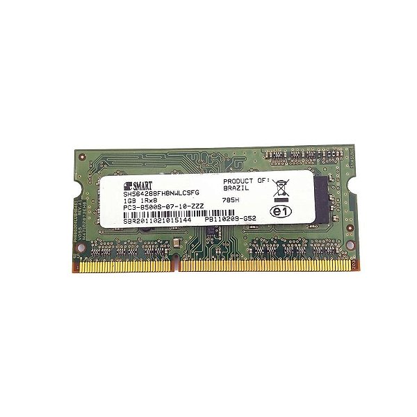 Memória Ram Notebook 1GB DDR3 SMART SH564288FH8NWLCSFG 785H: 1Rx8