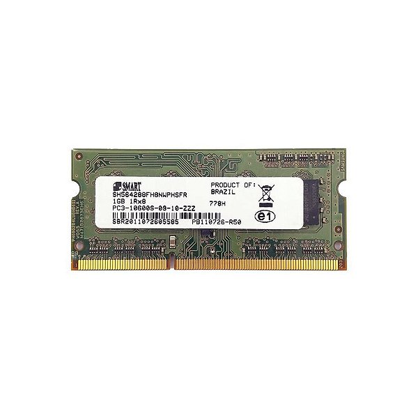 Memória Ram Notebook 1GB DDR3 SMART SH564288FH8NWPHSFR 778H: 1Rx8