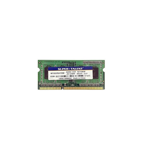 Memória RAM SuperTalent W1333SA1GM: DDR3, 1GB, 1333, SODIMM