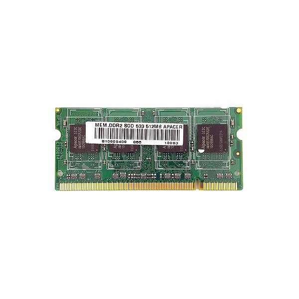 Memória RAM Apacer 78.92G69.9H2: DDR2, 512MB, Rx, 800, SODIM