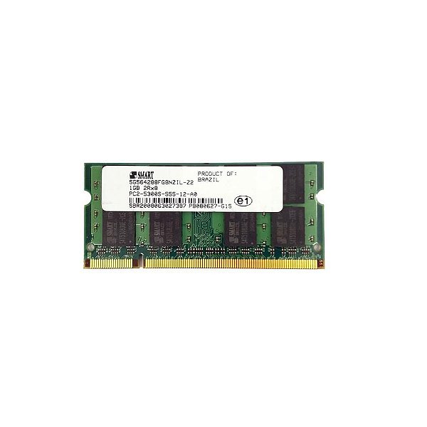Memória SMART SG564288FG8NZIL-Z2: DDR2, 1GB, 667, SODIMM