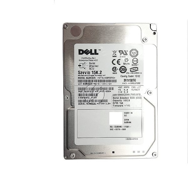 HD Dell ST9146852SS 9FV066-050 0J084N: 146GB, SAS 2,5" 15K