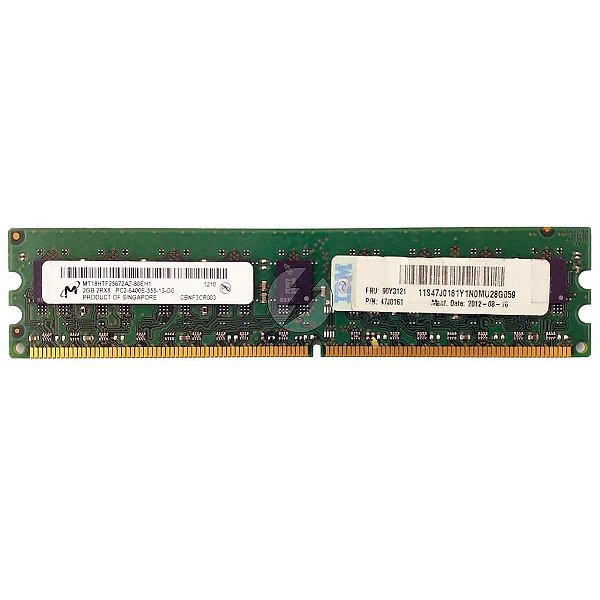 Memória Ram Micron MT18HTF25672AZ-80EH1: DDR2 2GB, 2Rx8, 800E UDIMM