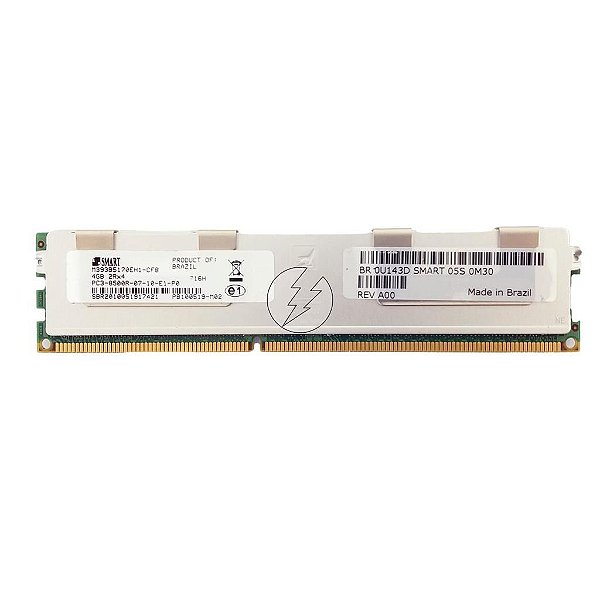 Memória RAM SMART M393B5170EH1-CF8 716H 0U143D: DDR3, 4GB, 2Rx4, 1066R, RDIMM