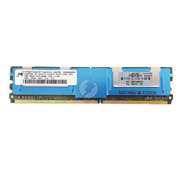 Memória RAM Micron MT36HTF25672FY 398707-051: DDR2, 2GB, 2Rx4, 667F, FBDIMM