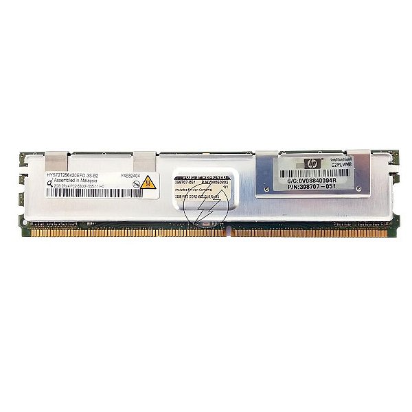 Memória RAM Qimonda HYS72T256420EFD-3S-B2 398707-051 38L5905: DDR2, 2GB, 2Rx4, 667F, FBDIMM