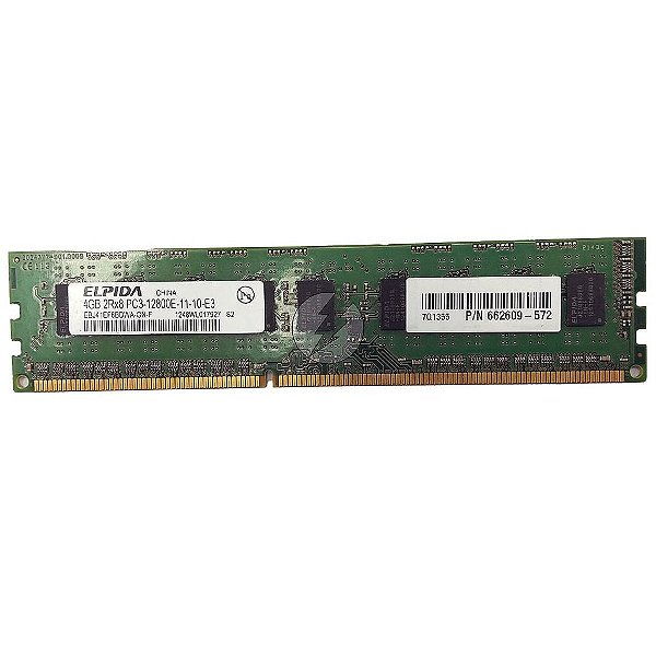 Memória RAM Elpida EBJ41EF8BDWA-GN-F 662609-572 500210-572: DDR3, 4GB, 2Rx8, 1600E, ECC UDIMM
