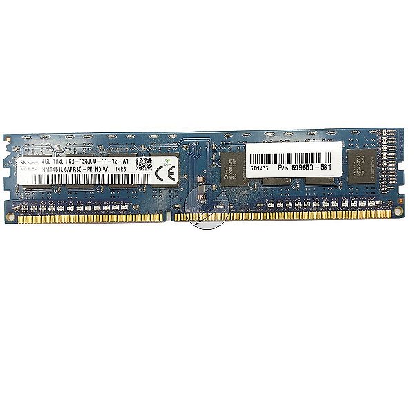 Memória Ram 4GB DDR3 SK Hynix PC3-12800U: HMT451U6AFR8C-PB