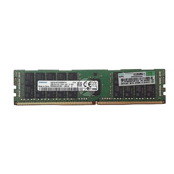 Memória RAM Samsung M393A4K40CB1-CRC0Q M393A4K40CB1-CRC4Q 809083-091 819412-001: DDR4, 32GB, 2Rx4, 2400T, RDIMM