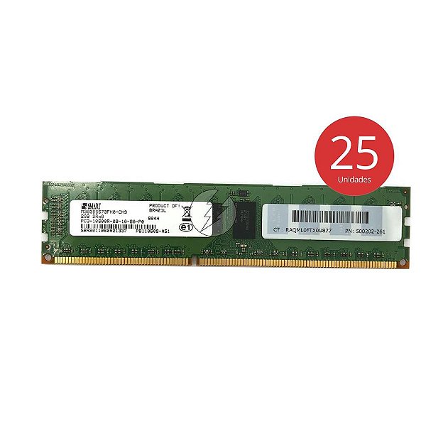 Kit 25x Memória RAM SMART M393B5673FH0-CH9 500202-261 804H 0HXHNG: DDR3, 2GB, 2Rx8, 1333R, RDIMM