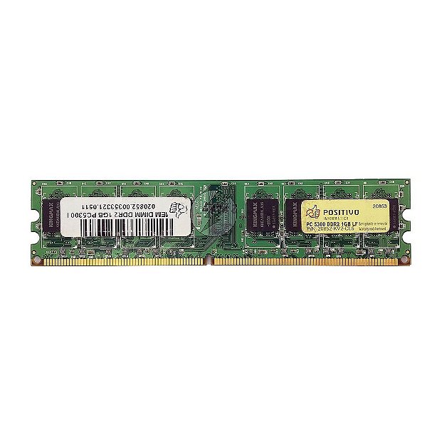 Memória RAM Positivo 20852-KV2-CL5 020852: DDR2, 1GB, Rx, 667, UDIMM