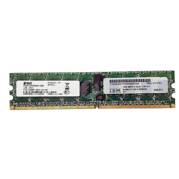 Memória RAM SMART M393T2950GZA-CE6 41Y2761: DDR2, 1GB, 1Rx4, 533P, RDIMM