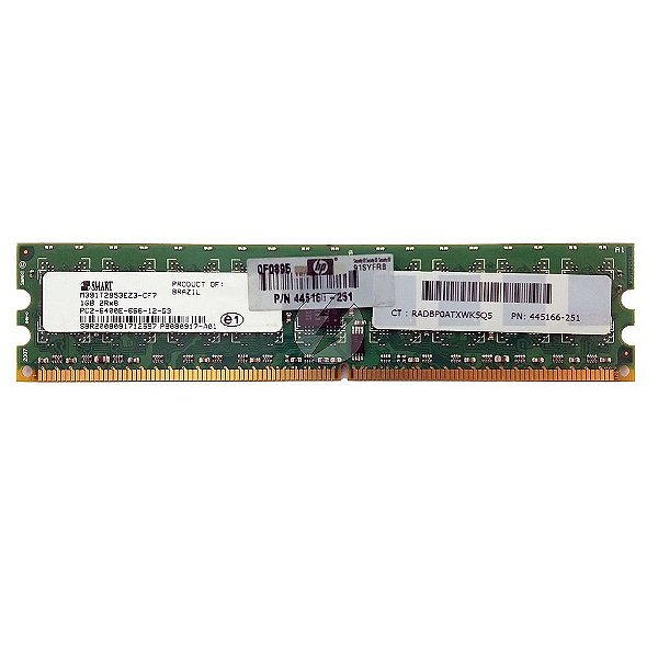 Memória RAM SMART M391T2953EZ3-CF7 445166-251: DDR2, 1GB, 2Rx8, 800E, ECC UDIMM