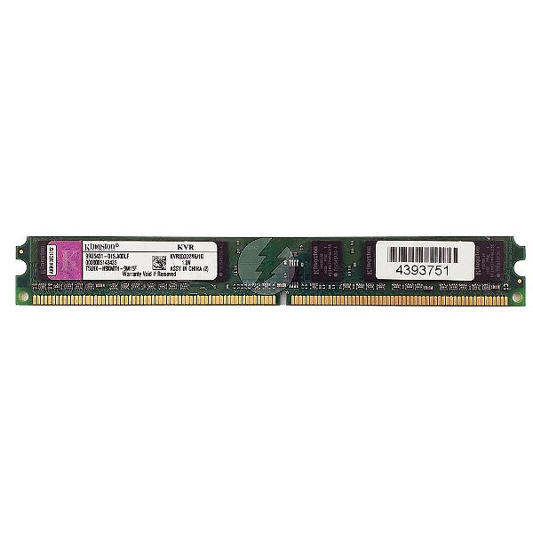 Memória RAM Kingston KVR800D2N6/1G Chip Kingston: DDR2, 1GB, 800, UDIMM, VLP