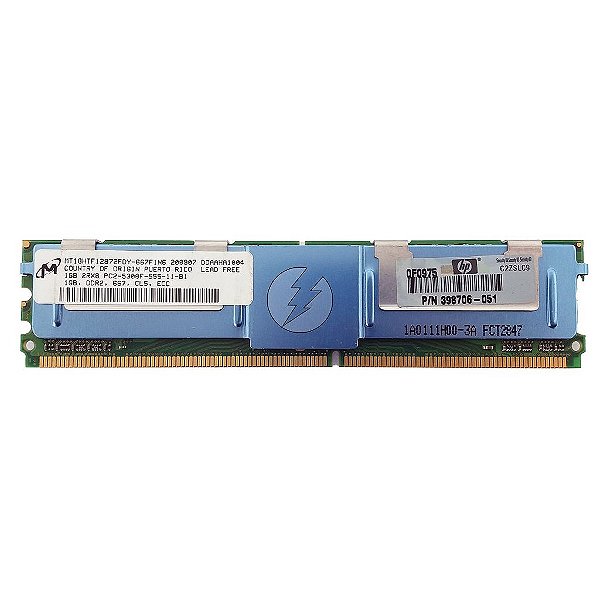 Memória RAM Micron MT18HTF12872FDY-667F1N6 667F1D4 398706-051: DDR2, 1GB, 2Rx8, 667F, FBDIMM