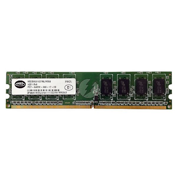 Memória RAM HBS HB2DU001GEM8JMB08 MM0043: DDR2, 1GB, 1Rx8, 800U, UDIMM