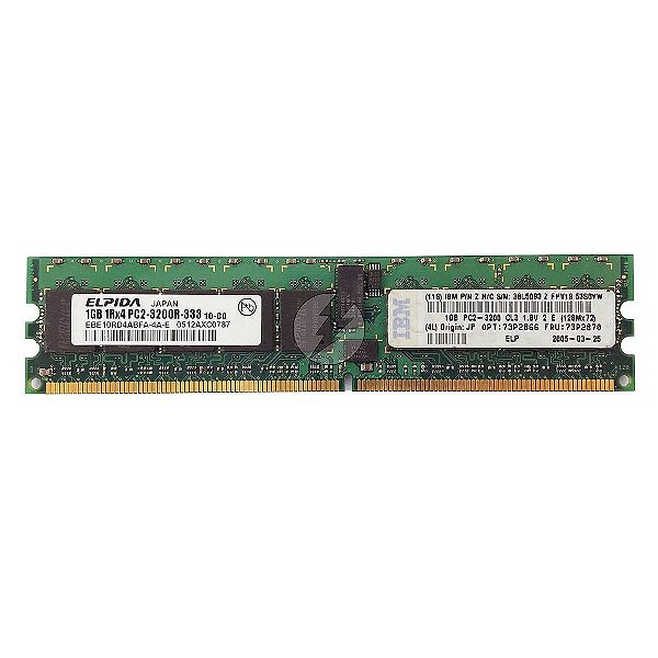 Memória RAM Elpida EBE10RD4ABFA-4A-E 38L5093 73P2870: DDR2, 1GB, 1Rx4, 333R, RDIMM