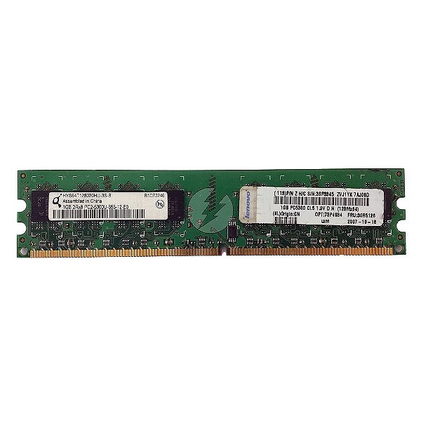 Memória RAM Qimonda HYS64T128020HU-3S-B 36P3345 30R5126: DDR2, 1GB, 2Rx8, 667U, UDIMM