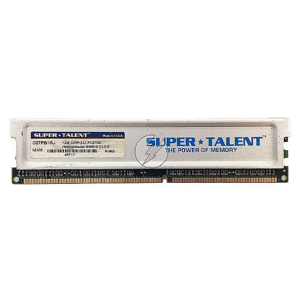 Memória RAM SuperTalent D27PB1GJ: DDR1, 1GB, Rx, 333, RDIMM