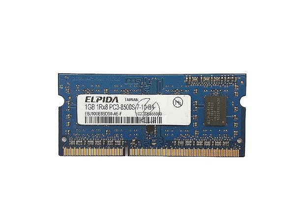 Memória RAM Elpida EBJ10UE8BDS0-AE-F: DDR3, 1GB, 1Rx8, 1066, SODIMM