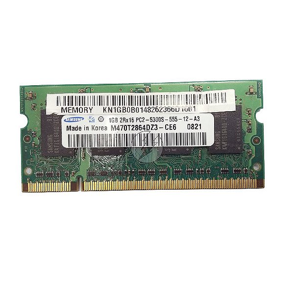Memória RAM Samsung M470T2864DZ3-CE6: DDR2, 1GB, 2Rx16, 667, SODIMM