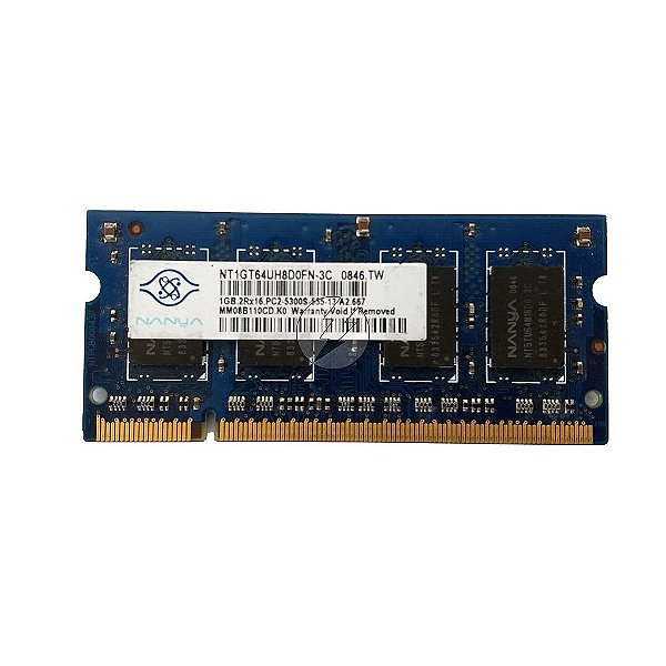 Memória RAM Nanya NT1GT64UH8D0FN-3C: DDR2, 1GB, 2Rx16, 667, SODIMM