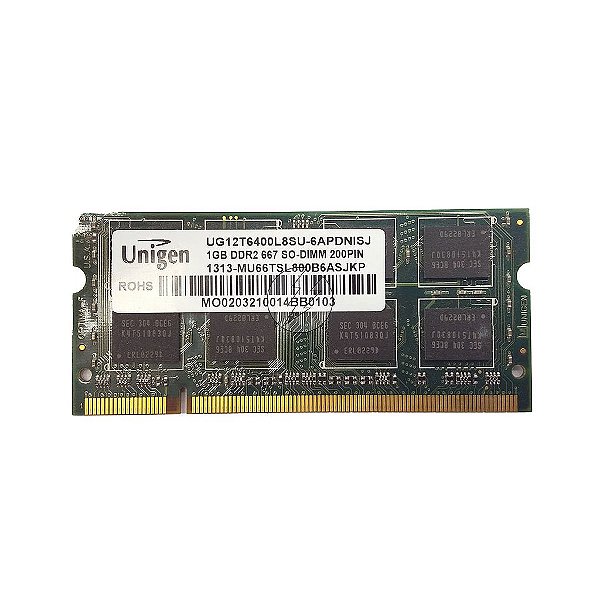 Memória RAM Unigen UG12T6400L8SU-6AP: DDR2, 1GB, Rx, 667, SODIMM